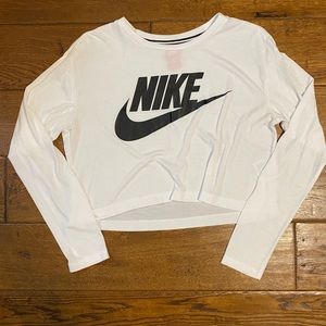 Nike White Long Sleeve Crop Top
